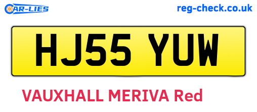 HJ55YUW are the vehicle registration plates.