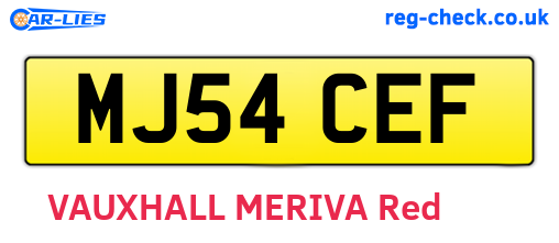 MJ54CEF are the vehicle registration plates.