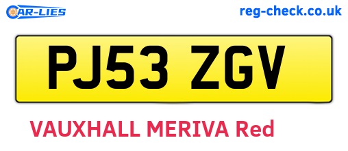 PJ53ZGV are the vehicle registration plates.