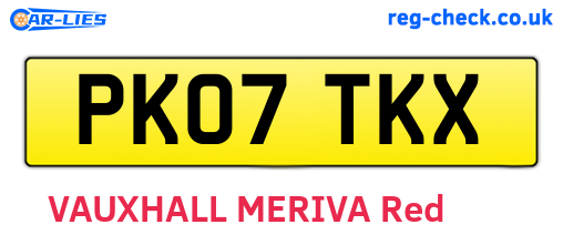 PK07TKX are the vehicle registration plates.