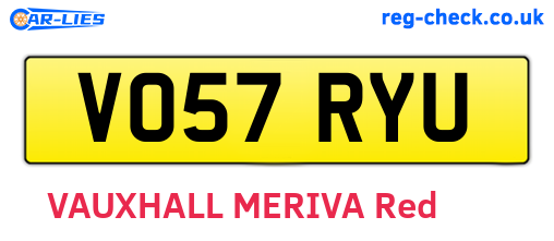 VO57RYU are the vehicle registration plates.