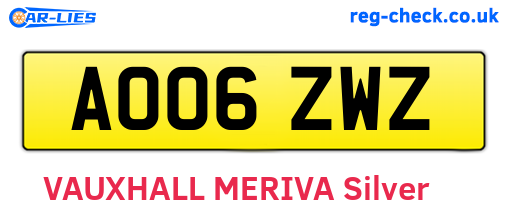 AO06ZWZ are the vehicle registration plates.