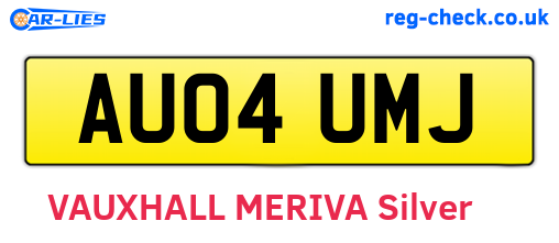 AU04UMJ are the vehicle registration plates.