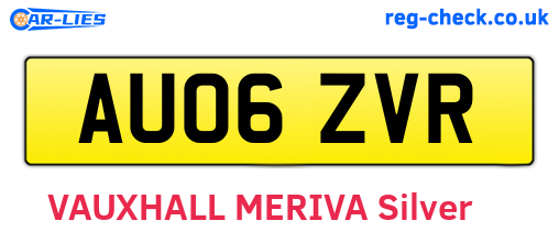 AU06ZVR are the vehicle registration plates.