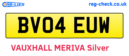 BV04EUW are the vehicle registration plates.
