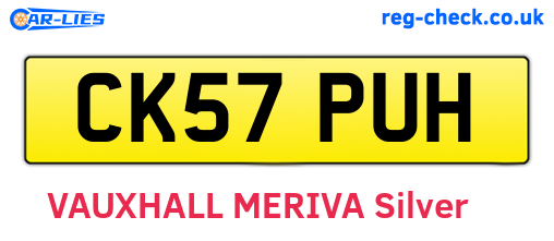 CK57PUH are the vehicle registration plates.