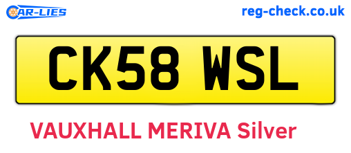 CK58WSL are the vehicle registration plates.