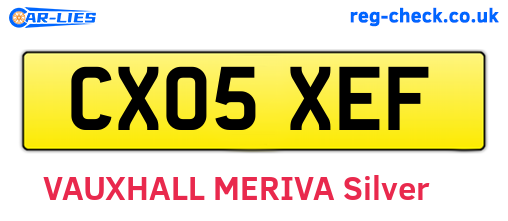 CX05XEF are the vehicle registration plates.