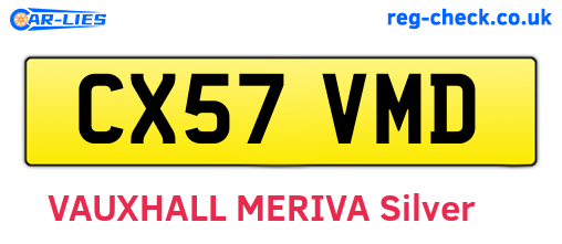 CX57VMD are the vehicle registration plates.