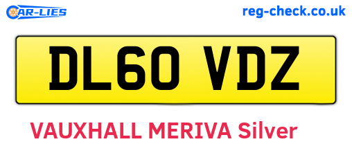 DL60VDZ are the vehicle registration plates.