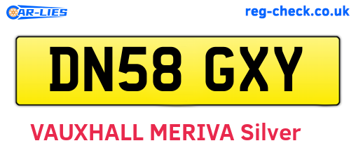 DN58GXY are the vehicle registration plates.