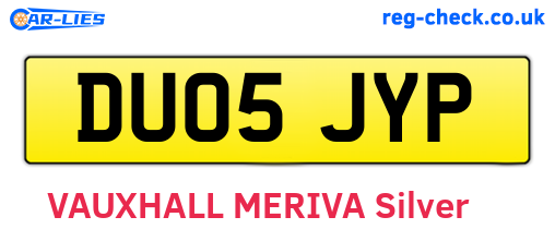 DU05JYP are the vehicle registration plates.