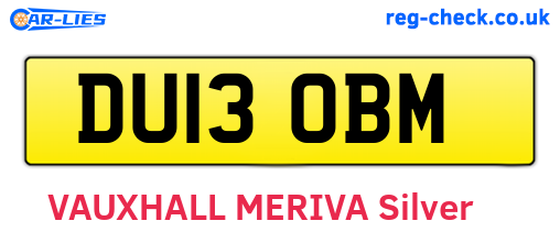 DU13OBM are the vehicle registration plates.