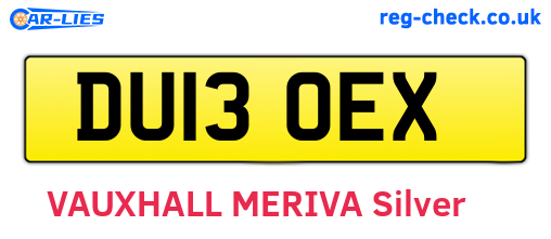 DU13OEX are the vehicle registration plates.