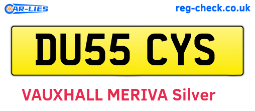 DU55CYS are the vehicle registration plates.