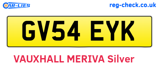 GV54EYK are the vehicle registration plates.