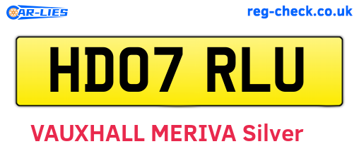 HD07RLU are the vehicle registration plates.