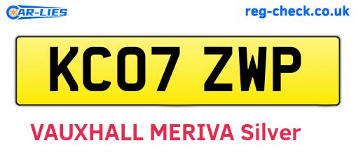 KC07ZWP are the vehicle registration plates.