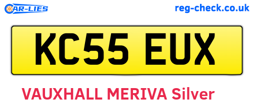 KC55EUX are the vehicle registration plates.