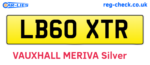 LB60XTR are the vehicle registration plates.