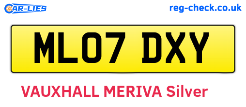 ML07DXY are the vehicle registration plates.