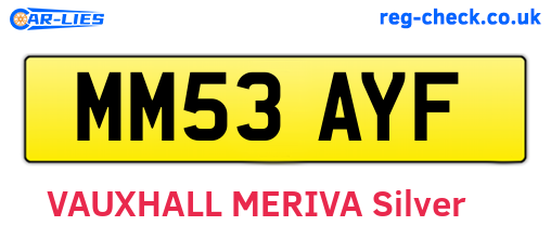 MM53AYF are the vehicle registration plates.