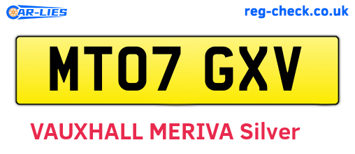 MT07GXV are the vehicle registration plates.