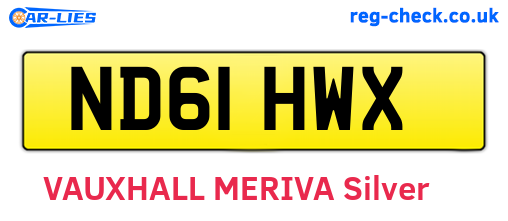 ND61HWX are the vehicle registration plates.