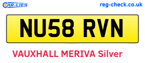 NU58RVN are the vehicle registration plates.