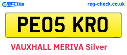 PE05KRO are the vehicle registration plates.