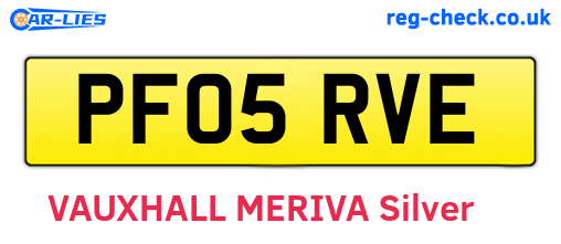 PF05RVE are the vehicle registration plates.