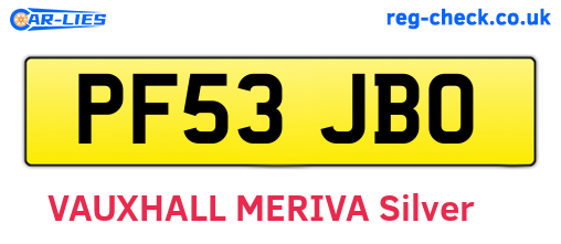 PF53JBO are the vehicle registration plates.