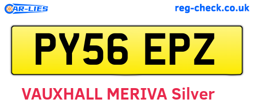 PY56EPZ are the vehicle registration plates.