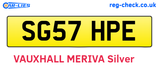 SG57HPE are the vehicle registration plates.