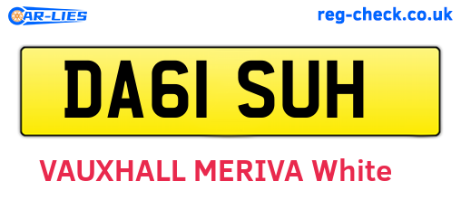 DA61SUH are the vehicle registration plates.