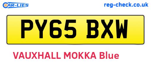 PY65BXW are the vehicle registration plates.
