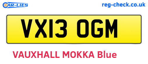 VX13OGM are the vehicle registration plates.