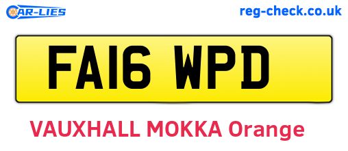 FA16WPD are the vehicle registration plates.