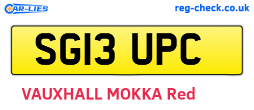 SG13UPC are the vehicle registration plates.