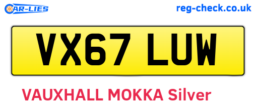 VX67LUW are the vehicle registration plates.
