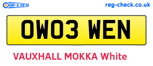 OW03WEN are the vehicle registration plates.