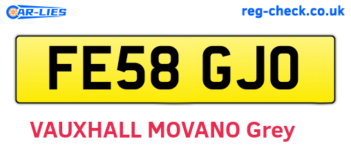 FE58GJO are the vehicle registration plates.