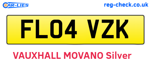FL04VZK are the vehicle registration plates.