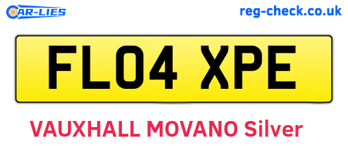 FL04XPE are the vehicle registration plates.