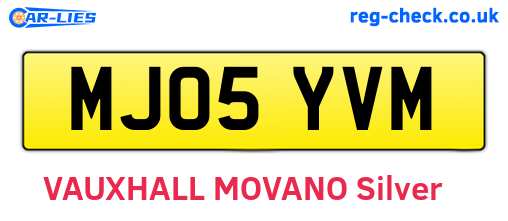 MJ05YVM are the vehicle registration plates.