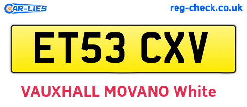 ET53CXV are the vehicle registration plates.