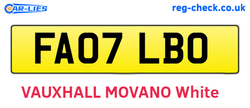 FA07LBO are the vehicle registration plates.