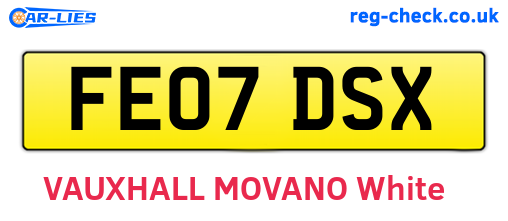 FE07DSX are the vehicle registration plates.