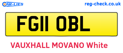 FG11OBL are the vehicle registration plates.