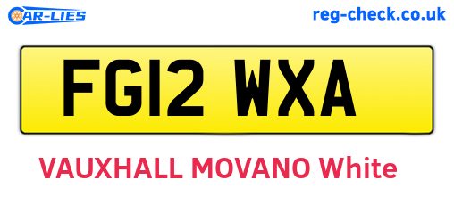 FG12WXA are the vehicle registration plates.